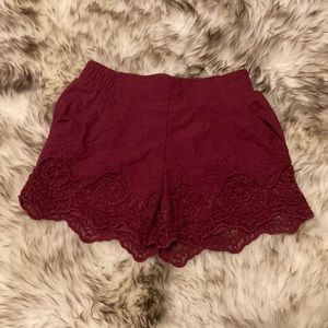 Lacy Red Shorts